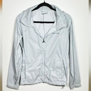 Columbia Women’s Gray Windbreaker Jacket Size L – Lightweight Hooded Activewear